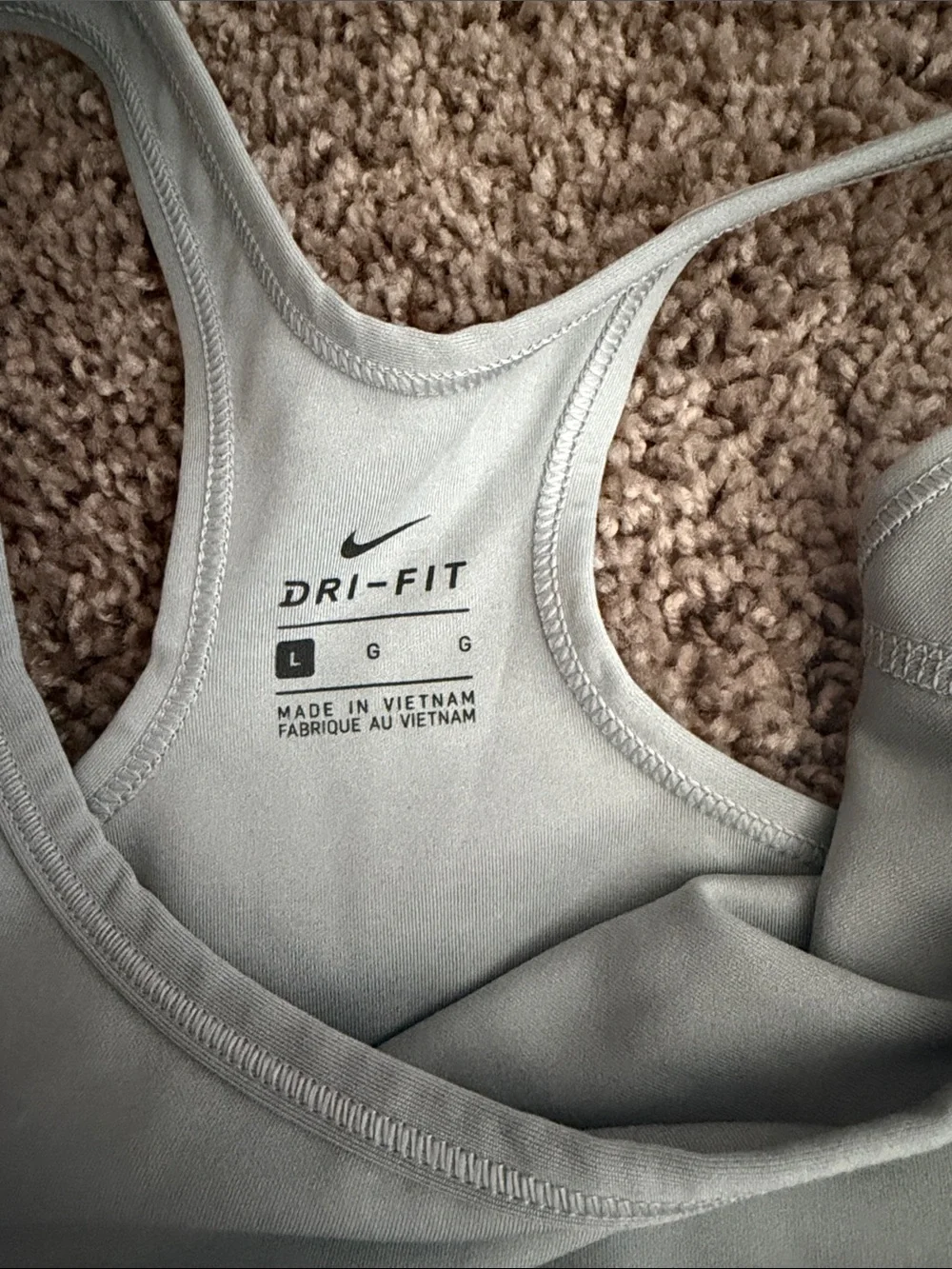 Nike Light Gray and Black Racerback Sports Bra